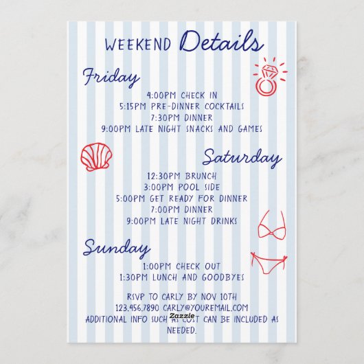 She's A Catch 3 Day Itinerary Bachelorette Party Kaart (Achterkant)