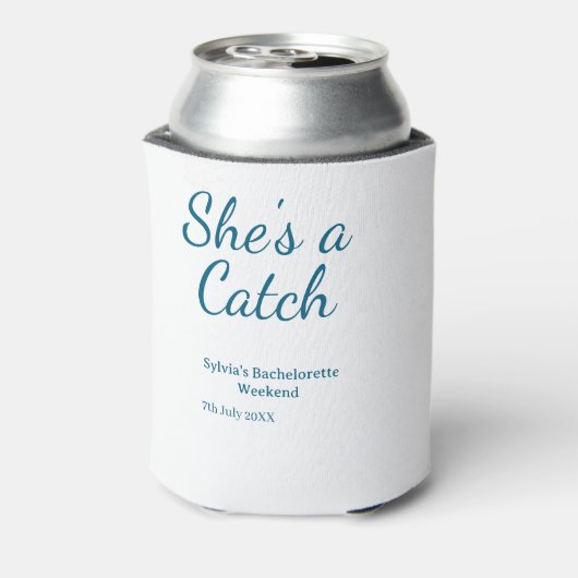 She's a catch bachelorette weekend name blue date  blikjeskoeler (Blikje Achterkant)
