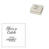She's a catch bachelorette weekend name blue date rubberstempel (Gestempeld)