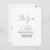She's a catch champagne bottle bachelorette weeken briefkaart (Voorkant / Achterkant)