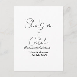 She's a catch champagne bottle bachelorette weeken briefkaart