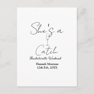 She's a catch champagne bottle bachelorette weeken briefkaart
