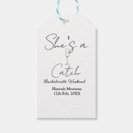 She's a catch champagne bottle bachelorette weeken cadeaulabel