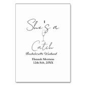 She's a catch champagne bottle bachelorette weeken kaart (Achterkant)