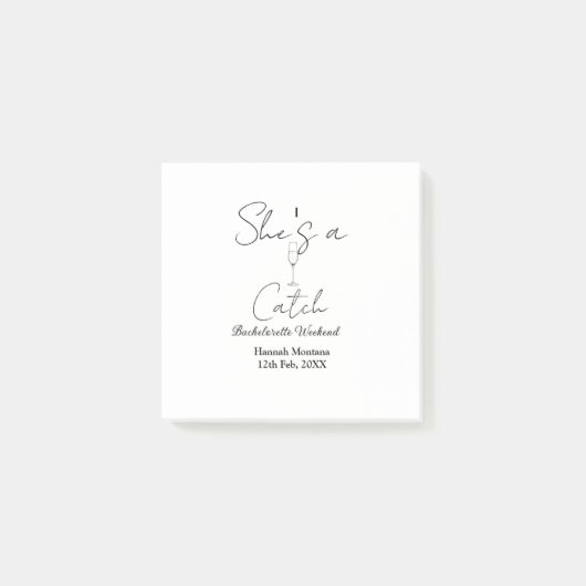 She's a catch champagne bottle bachelorette weeken post-it® notes (Voorkant)