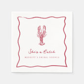 She's a Catch | Kustkreeft Bruidsborrel  Servet (Voorkant)