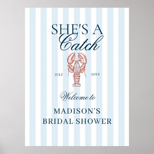 She's a catch Lobster Bridal Shower Welcome Poster (Voorkant)