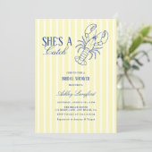 She's A Catch Lobster Coastal Bridal Shower Kaart (Staand voorkant)