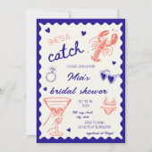 She's a catch Lobster Hand Drawn Bridal Shower Kaart (Voorkant)