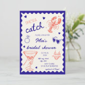 She's a catch Lobster Hand Drawn Bridal Shower Kaart (Staand voorkant)