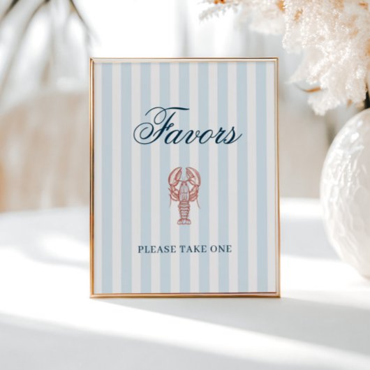 She's a catch Lobster Striped Favors Poster