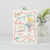 She's a catch Mermaid Bridal Sardine Bridal Shower Kaart (Staand voorkant)