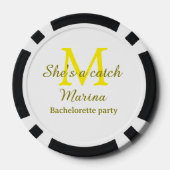 She's a catch yellow monogram bachelorette party n poker chips (Achterkant)