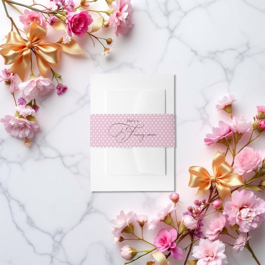 "She's a Fancy One" Pink Polka Dot 1st Birthday Uitnodigingen Wikkel