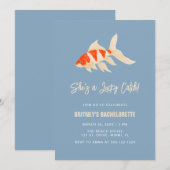 She's A Lucky Catch Koi Fish Blue Bachelorette Kaart (Voorkant / Achterkant)