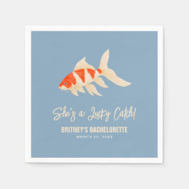 She's A Lucky Catch Koi Fish Blue Bachelorette Servet