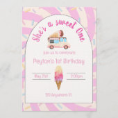 She's a sweet one! first birthday invitation kaart (Voorkant)