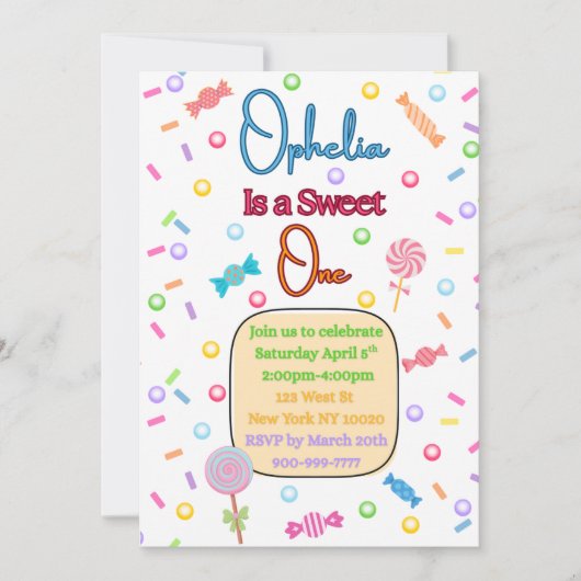 She's a Sweet One First Birthday Party Invitation Bedankkaart (Voorkant)