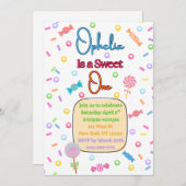 She's a Sweet One First Birthday Party Invitation Bedankkaart (Voorkant / Achterkant)