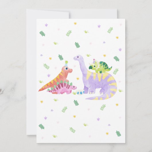 She's a Three rex Trex Dinosaur Birthday Kaart (Achterkant)