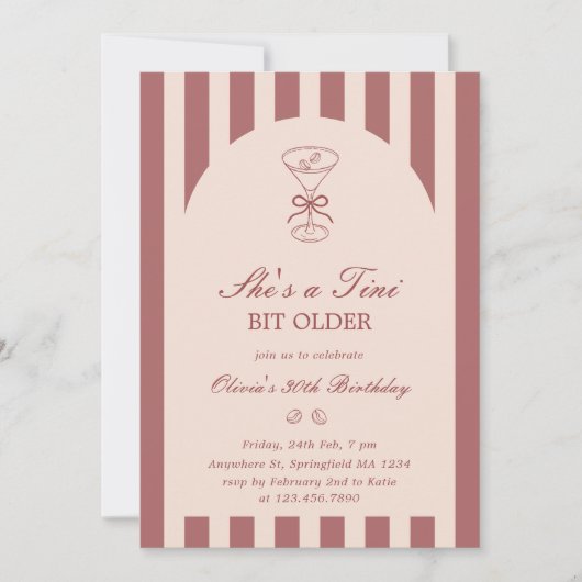 She's A Tini Bit Older Coffee Martini Birthday Kaart (Voorkant)