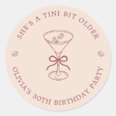 She's A Tini Bit Older Coffee Martini Birthday Ronde Sticker (Voorkant)