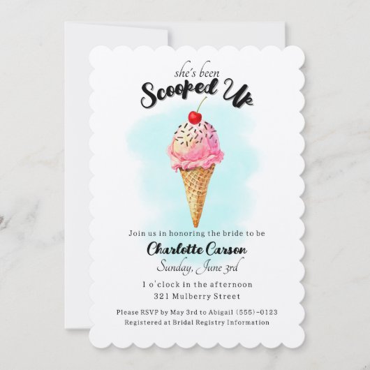 She's Been Scooped Up! - Bridal Shower Invitation Kaart (Voorkant)