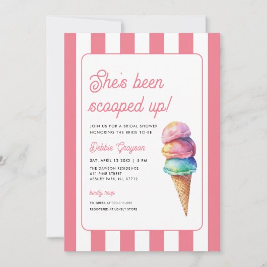 She's Been Scooped Up Bridal Shower Kaart (Voorkant)