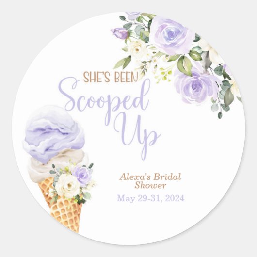 She's Been Scooped Up (Purple) Custom  Ronde Sticker (Voorkant)