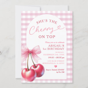 She's Cherry op de Gingham Pink Birthday Bow Kaart