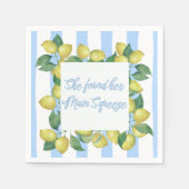 "She's Found Her Main Squeeze" Blauw en citroen Servet (Voorkant)