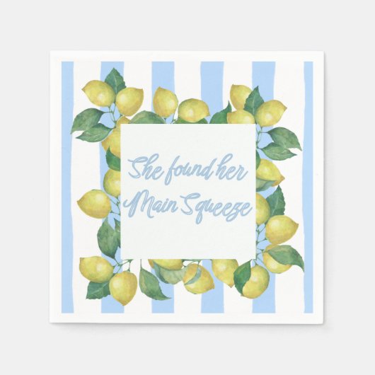 "She's Found Her Main Squeeze" Blauw en citroen Servet (Voorkant)