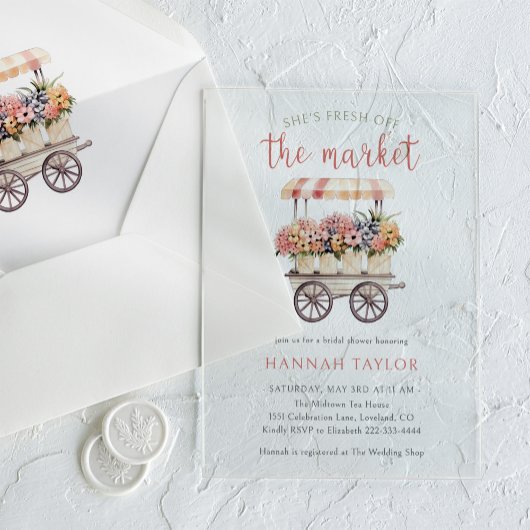 She's Fresh Off The Market Bridal Shower Acryl Uitnodigingen