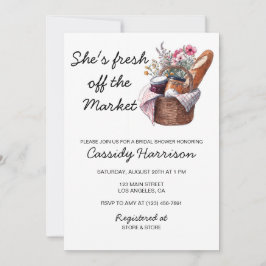 She's Fresh Off The Market Bridal Shower Invite Kaart