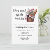 She's Fresh Off The Market Bridal Shower Invite Kaart (Staand voorkant)