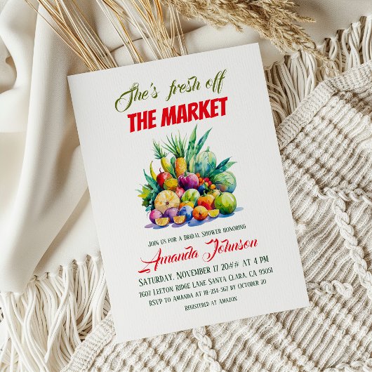 She's Fresh Off the Market Farmhouse Bridal Shower Kaart