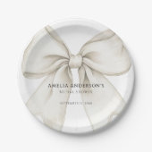 Shes het binden van de knoop witte boog eenvoudig papieren bordje (Voorkant)