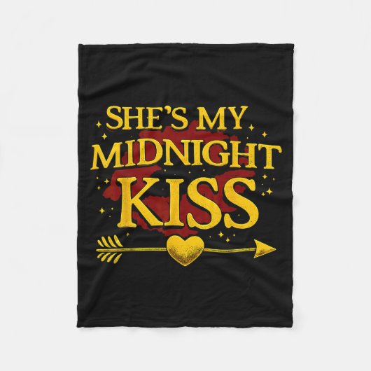 She's My Midnight Kiss Matching Couples Valentine’ Fleece Deken (Voorkant)