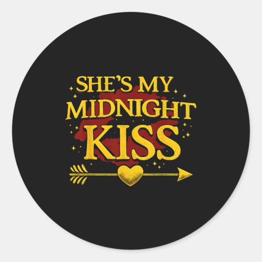 She's My Midnight Kiss Matching Couples Valentine’ Ronde Sticker (Voorkant)