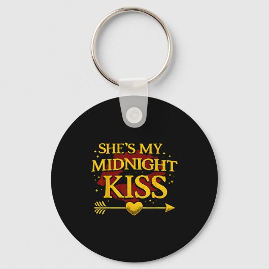 She's My Midnight Kiss Matching Couples Valentine’ Sleutelhanger (Voorkant)
