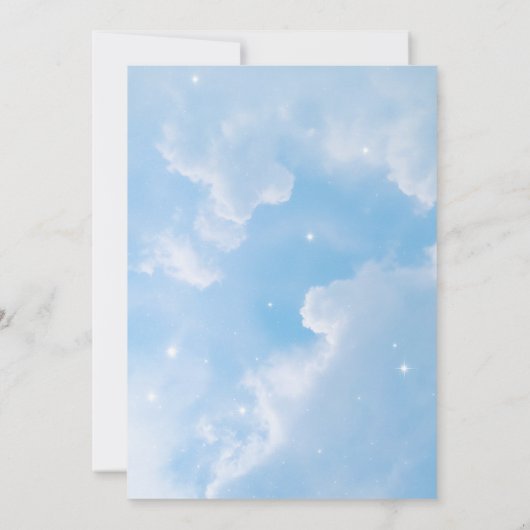 She's on Cloud Nine | Blue Clouds Bridal Shower Kaart (Achterkant)
