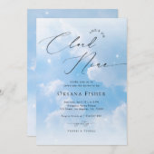 She's on Cloud Nine | Blue Clouds Bridal Shower Kaart (Voorkant / Achterkant)