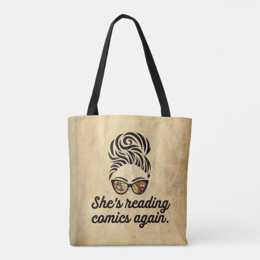 "She's Reading Comics Again" Tote Bag (Achterkant)