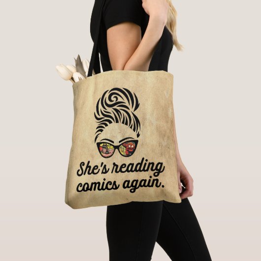 "She's Reading Comics Again" Tote Bag (Dichtbij)