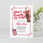 She's Ready to Pop Baby Shower Invitation  Kaart (Staand voorkant)