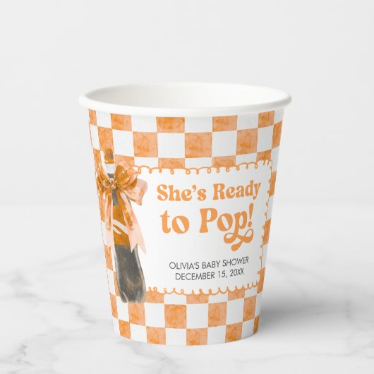 She's Ready to Pop Baby Shower Papieren Bekers (Voorkant)