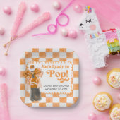 She's Ready to Pop Baby Shower Papieren Bordje (Feest)