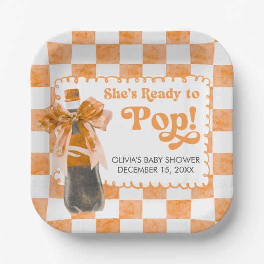 She's Ready to Pop Baby Shower Papieren Bordje (Voorkant)