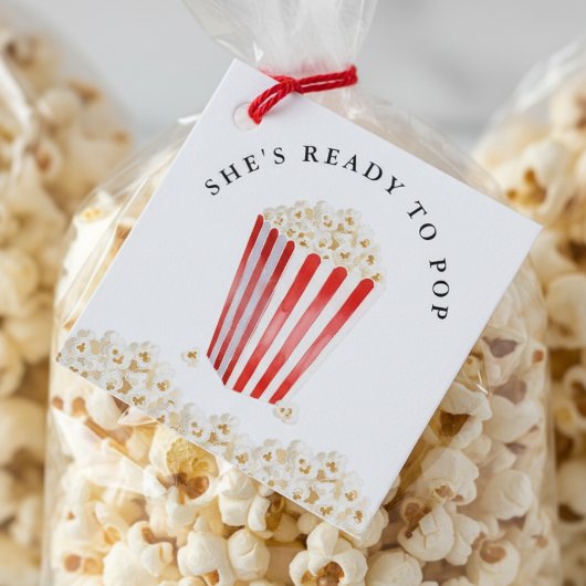 She's Ready To Pop Baby Shower Popcorn Bedankjes Labels