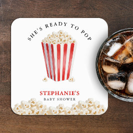 She's Ready To Pop Baby Shower Popcorn Kartonnen Onderzetters